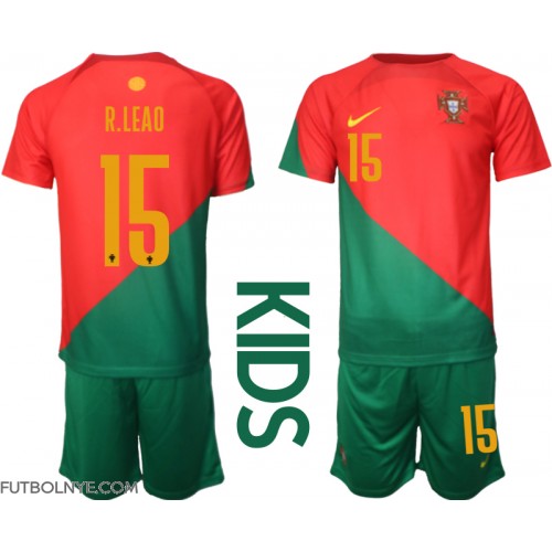 Camiseta Portugal Rafael Leao #15 Primera Equipación para niños Mundial 2022 manga corta (+ pantalones cortos)